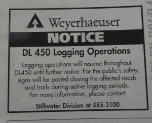 Public notice by Weyerhaeuser Powell River Peak, December 18, 1999